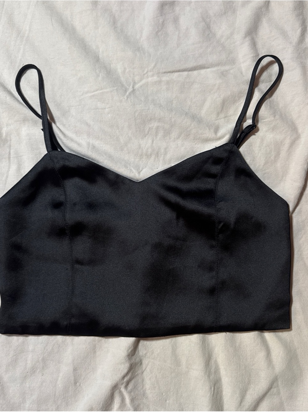 House of Harlow Black Satin Cami Crop Top
